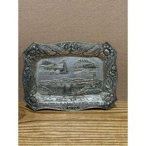 Mid Century Tin Embossed SHASTA DAM CALIFORNIA Tray-JAPAN 4”x3”-FREE SHIP